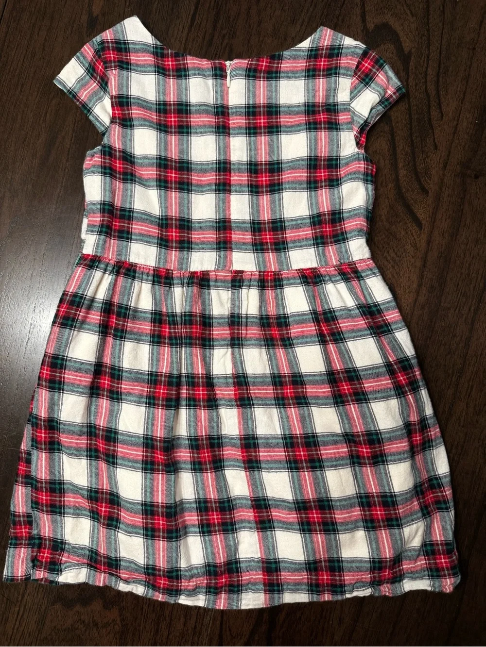 GAP Girls Red, Cream and Green Plaid Cap-Sleeve Dress